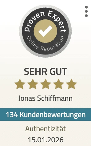 ProvenExpert-Bewertung Jonas Schiffmann — SEHR GUT, 134 Kundenbewertungen