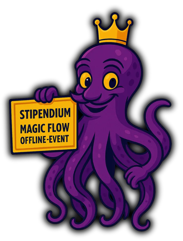 Oktopus-Maskottchen — Stipendium Magic Flow Offline-Event
